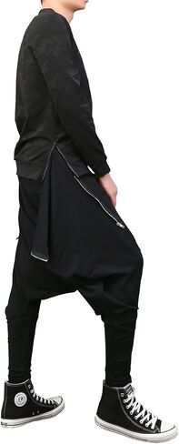 ellazhu Men Black Fashion Drop Crotch Loose Casual Yoga Harem Long Pants GYM161 A in Saudi Arabia