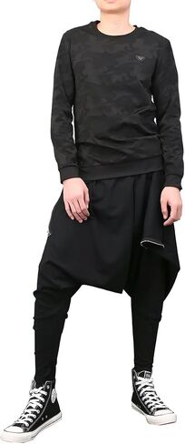 ellazhu Men Black Fashion Drop Crotch Loose Casual Yoga Harem Long Pants GYM161 A in Saudi Arabia