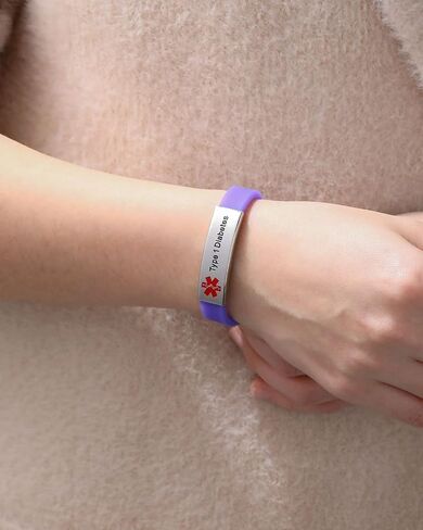 JF.JEWELRY Personalized Medical Alert Bracelets | Silicone Wristband Medical ID Bracelet for Boys Girls | Free Engraved Medical Bracelets, Adjustable Size 5.0-7.5 inches in Kuwait