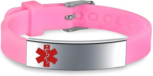 JF.JEWELRY Personalized Medical Alert Bracelets | Silicone Wristband Medical ID Bracelet for Boys Girls | Free Engraved Medical Bracelets, Adjustable Size 5.0-7.5 inches in Kuwait