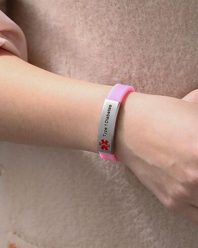 JF.JEWELRY Personalized Medical Alert Bracelets | Silicone Wristband Medical ID Bracelet for Boys Girls | Free Engraved Medical Bracelets, Adjustable Size 5.0-7.5 inches in Kuwait
