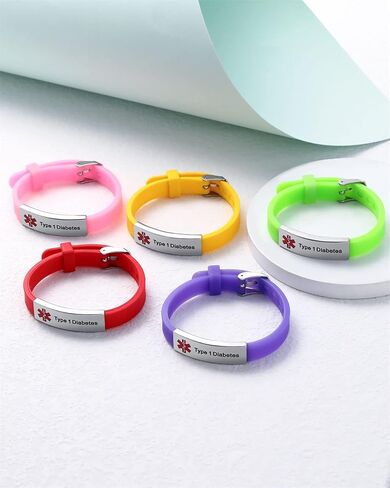 JF.JEWELRY Personalized Medical Alert Bracelets | Silicone Wristband Medical ID Bracelet for Boys Girls | Free Engraved Medical Bracelets, Adjustable Size 5.0-7.5 inches in Kuwait