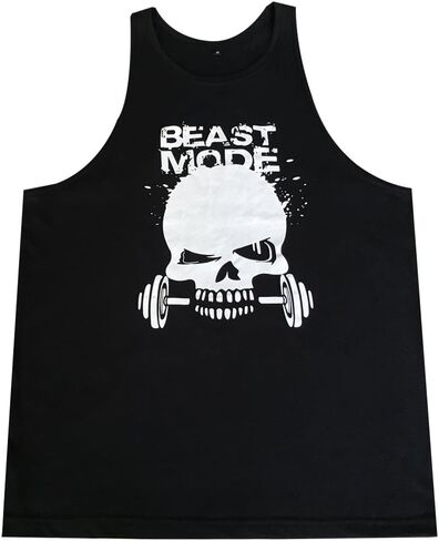 Mens Skull Print Stringer Bodybuilding Gym Tank Tops Sleeveless Workout Shirt Fitness Vest in Saudi Arabia