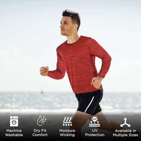 Long Sleeve Workout Shirts for Men 4 Pack Moisture Wicking Dry Fit for Running Sports and Gym Fitness in Saudi Arabia
