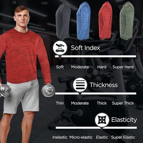 Long Sleeve Workout Shirts for Men 4 Pack Moisture Wicking Dry Fit for Running Sports and Gym Fitness in Saudi Arabia