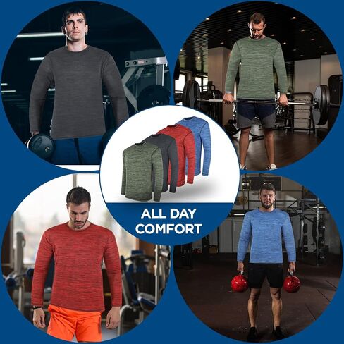 Long Sleeve Workout Shirts for Men 4 Pack Moisture Wicking Dry Fit for Running Sports and Gym Fitness in Saudi Arabia