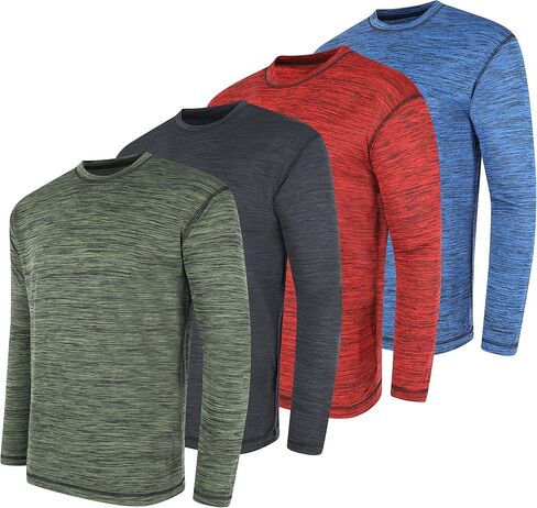 Long Sleeve Workout Shirts for Men 4 Pack Moisture Wicking Dry Fit for Running Sports and Gym Fitness in Saudi Arabia