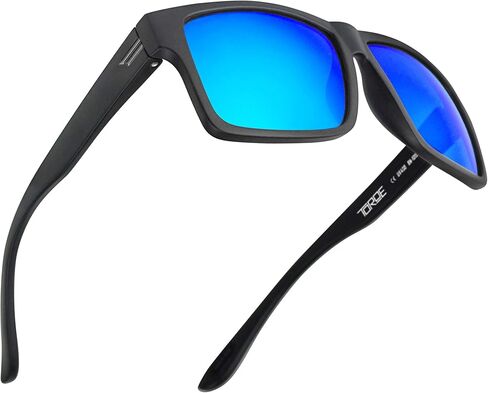 TOROE TR90 Square Frame Grade A Polarized Black Emblem Sunglasses with Anti Reflective Water Repellent Polycarbonate Lenses in Saudi Arabia