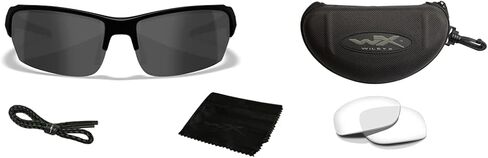 Wiley X WX Valor Tactical Sunglasses, Safety Glasses for Men and Women, Shatterproof UV Eye Protection for Combat, Shooting, Fishing and Extreme Sports, Black Frame, Changeable Lenses, Ballistic Rated in Saudi Arabia
