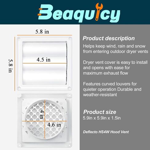 غطاء تنفيس مجفف بفتحة 4 بوصات من Beaquicy - غطاء عادم أبيض خارجي لقناة فتح غطاء محرك السيارة مقاس 4 بوصات in Kuwait
