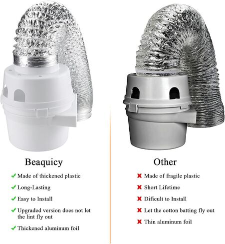 Beaquicy TDIDVKZW Indoor Dryer Vent Kit with 4-Inch by 5-Foot Proflex Duct, 4 Inch in Saudi Arabia