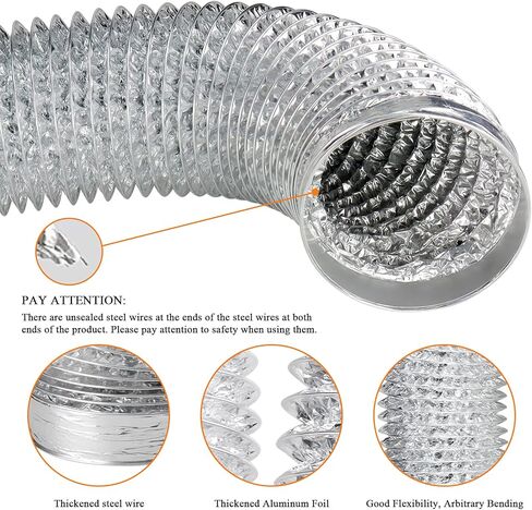 Beaquicy TDIDVKZW Indoor Dryer Vent Kit with 4-Inch by 5-Foot Proflex Duct, 4 Inch in Saudi Arabia