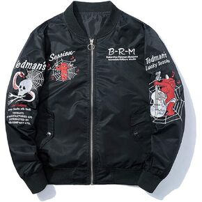 Embroidery Dragon Pattern Baseball Bomber Jacket Coat Tops Blouse Outerwear in Kuwait