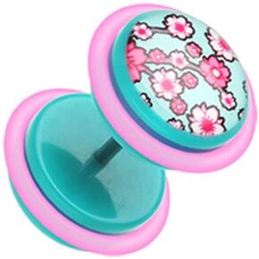 Covet Jewelry Sweet Sakura Acrylic Fake Plug with O-Rings in Saudi Arabia