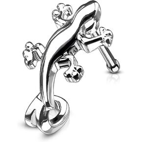 Amelia Fashion 20 Gauge Gecko Nose Crawler Nose Bone Stud 316L Surgical Steel (Choose Color)