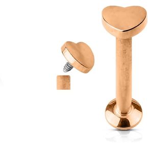 Amelia Fashion 16 Gauge Heart Top Internally Threaded Monroe/Labret Stud 316L Surgical Steel (Choose Color)