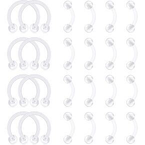 FECTAS Retainers for Cartilage Helix Daith Tragus Earrins Nose Lip Eyebrow Rings Clear Bioflex 16G 5/16"