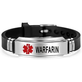 Medical Alert Silicone Sport Bracelet for Men Women Stainless Steel First Aid Health Monitoring Adjustable Emergency ID Wristband Bracelets in Kuwait
