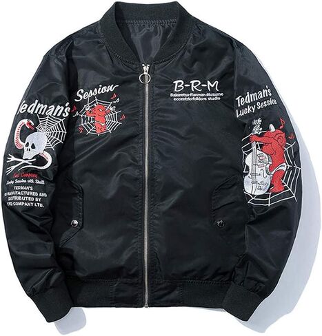 Embroidery Dragon Pattern Baseball Bomber Jacket Coat Tops Blouse Outerwear in Kuwait