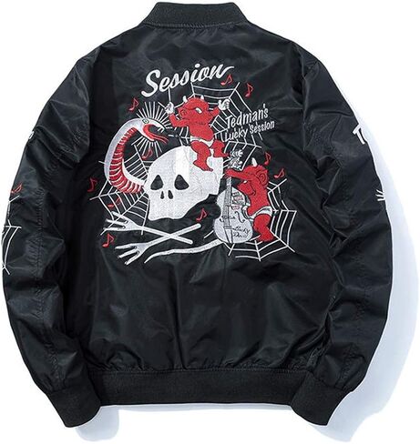 Embroidery Dragon Pattern Baseball Bomber Jacket Coat Tops Blouse Outerwear in Kuwait