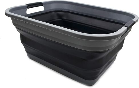 SAMMART 41L (10.8 gallon) Collapsible Plastic Laundry Basket-Foldable Pop Up Storage Container/Organizer-Portable Washing Tub-Space Saving, Water capacity: 32L (8.4 gallon) (Rectangular, Bright Blue) in Saudi Arabia