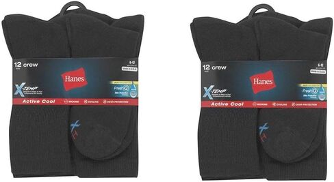 Hanes ComfortBlend Max Cushion Crew Sock (MC10/6) Black , 6-12 (Pack of 2) in Saudi Arabia
