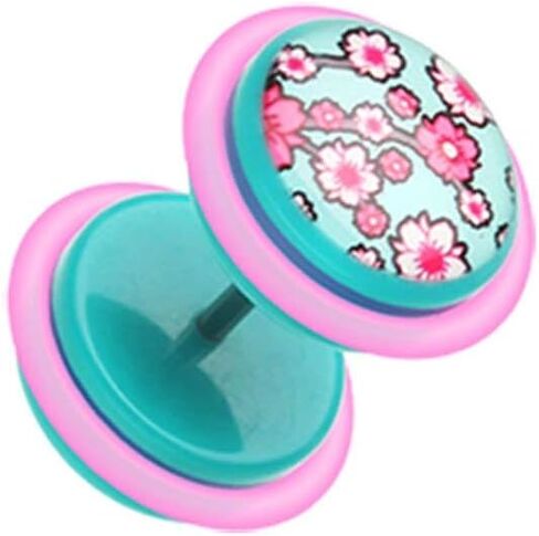 Covet Jewelry Sweet Sakura Acrylic Fake Plug with O-Rings in Saudi Arabia