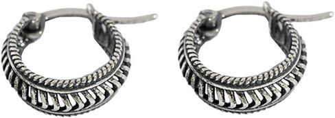 Vintage Boho Small Hoop Earrings fow Women Girls Men 925 Sterling Silver Filigree Leverback Click-Top Hoops Hypoallergenic Personalized Unisex Jewelry 10mm in Saudi Arabia