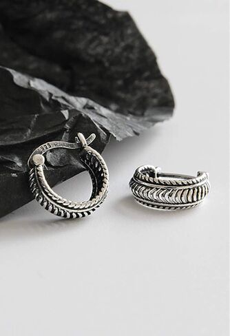 Vintage Boho Small Hoop Earrings fow Women Girls Men 925 Sterling Silver Filigree Leverback Click-Top Hoops Hypoallergenic Personalized Unisex Jewelry 10mm in Saudi Arabia
