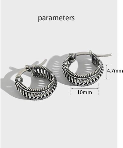 Vintage Boho Small Hoop Earrings fow Women Girls Men 925 Sterling Silver Filigree Leverback Click-Top Hoops Hypoallergenic Personalized Unisex Jewelry 10mm in Saudi Arabia