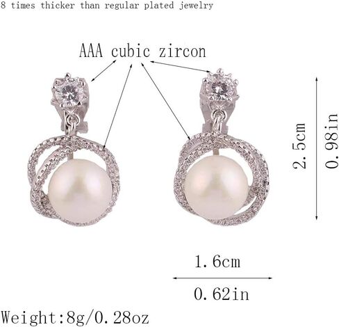 HAPPYAN Fashion Bridal Wedding Geometric Circle Pearl Clip on Earrings Anti-Allergy Ear Clip in Kuwait