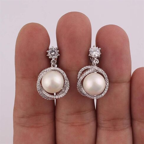 HAPPYAN Fashion Bridal Wedding Geometric Circle Pearl Clip on Earrings Anti-Allergy Ear Clip in Kuwait