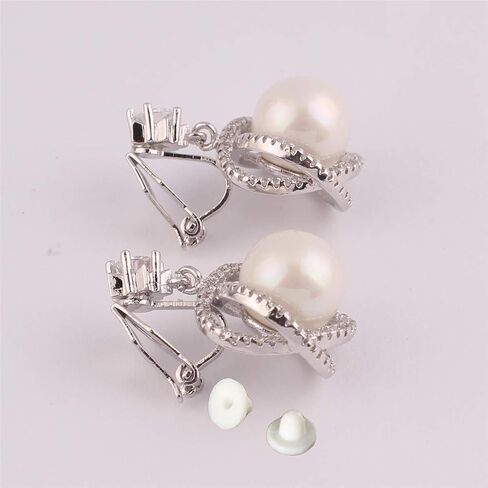 HAPPYAN Fashion Bridal Wedding Geometric Circle Pearl Clip on Earrings Anti-Allergy Ear Clip in Kuwait