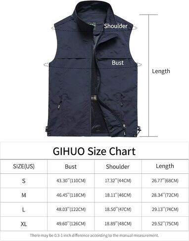 Gihuo Men's Lightweight Quick Dry Outdoor Multi Pockets Fishing Vest in Kuwait