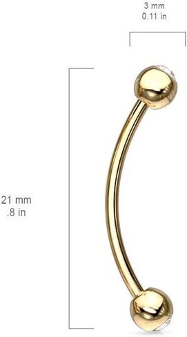 316L Surgical Steel Curved Barbell with Gemmed Ends for Snake Eye Piercings and More in Saudi Arabia