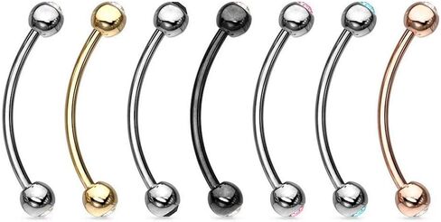 316L Surgical Steel Curved Barbell with Gemmed Ends for Snake Eye Piercings and More in Saudi Arabia