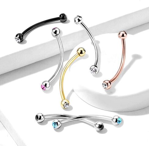 316L Surgical Steel Curved Barbell with Gemmed Ends for Snake Eye Piercings and More in Saudi Arabia