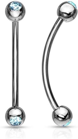 316L Surgical Steel Curved Barbell with Gemmed Ends for Snake Eye Piercings and More in Saudi Arabia