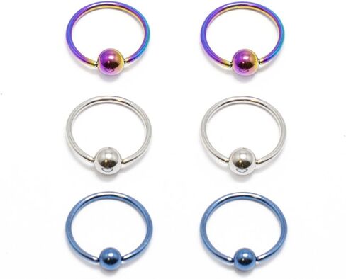 BodyJewelryOnline Captive Bead Ring 6pc 18G Anodized Titanium Nose Lip Ear Cartilage Septum CBR in Saudi Arabia