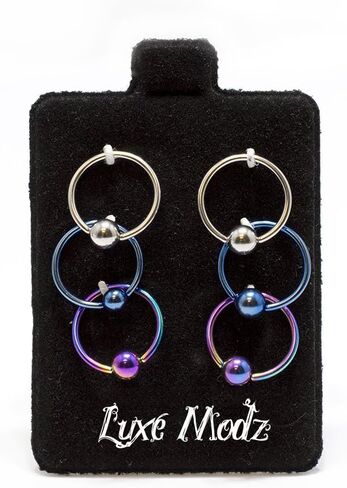 BodyJewelryOnline Captive Bead Ring 6pc 18G Anodized Titanium Nose Lip Ear Cartilage Septum CBR in Saudi Arabia