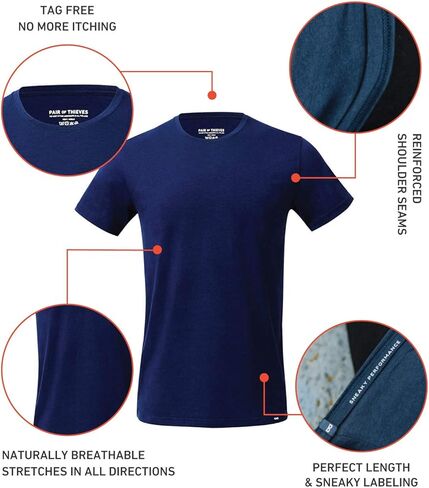 Pair of Thieves 3-Pack Slim Fit Crew Neck T-Shirts for Men - Super Soft Tagless T-Shirts for Men, Multipack Tee Undershirts in Kuwait