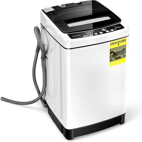 COSTWAY Portable Washing Machine, 11Lbs Capacity Full-automatic Washer with 8 Wash Programs, LED Display, 10 Water Levels, Compact Laundry Washer and Dryer Combo for Apartment Dorm, White in Kuwait