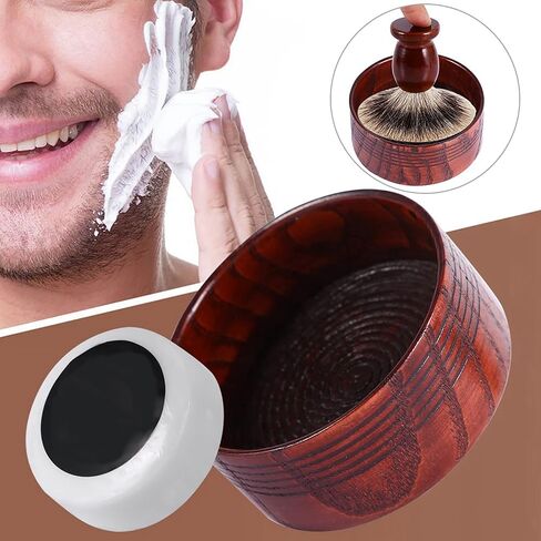 Shaving Bowl, Wooden Shaving Soap Bowl Cup Mug Tool Natural For Man Shaver Razor Cleansing Foam Round in Saudi Arabia