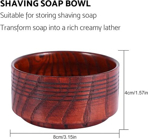 Shaving Bowl, Wooden Shaving Soap Bowl Cup Mug Tool Natural For Man Shaver Razor Cleansing Foam Round in Saudi Arabia