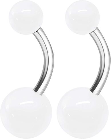 2PCS Stainless Steel Belly Stud Button Navel Bar Rings 14 Gauge 3/8 10mm Acrylic Ball Earrings Piercing Jewelry Choose Colors in Kuwait