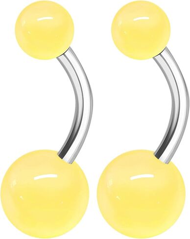 2PCS Stainless Steel Belly Stud Button Navel Bar Rings 14 Gauge 3/8 10mm Acrylic Ball Earrings Piercing Jewelry Choose Colors in Kuwait