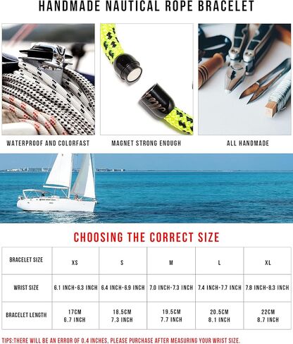 Handmade Nautical Rope Bracelet with Magnetic Stainless Steel Clasp Durable Braided Rope Cuff Wristband for Men Women in Saudi Arabia