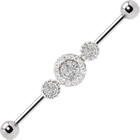 14ga Clear Circle Gems Industrial Cartilage Barbell 316L Surgical Steel-3 Barbell Lengths Included: 1.25"(32mm), 1.375(35mm), 1.5"(38mm) in Saudi Arabia