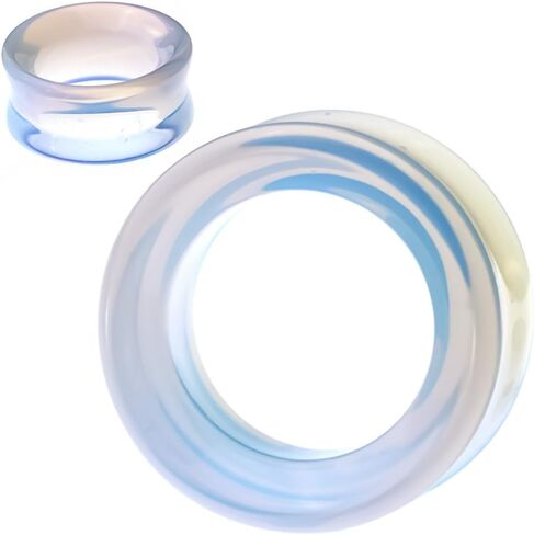 SoScene Hollow Tunnels Opalite Organic Stone Ear Plugs Gauges Sold in Pairs in Kuwait