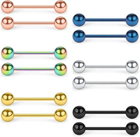 SCERRING 316L Stainless Steel Externally Threaded Nipple Bar Barbell Rings Piercing Retainer 16G 6-12PCS in Kuwait